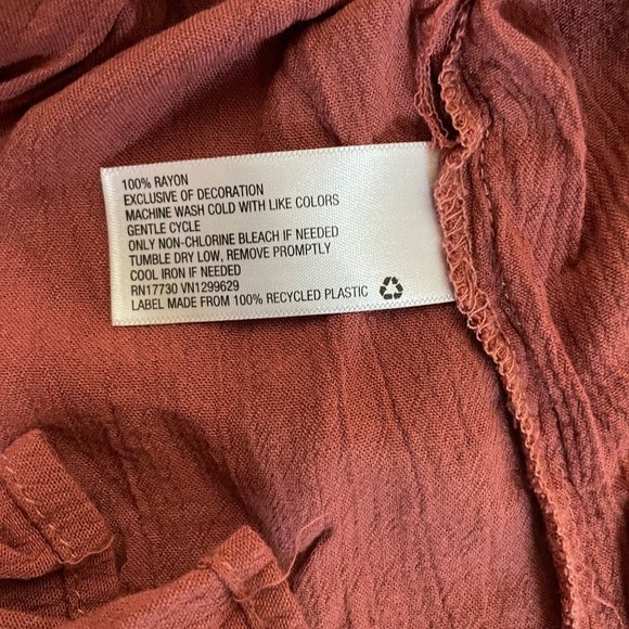 Knox Rose Peasant Boho Lace Peplum Tunic Cold Shoulder 3/4 Sleeves Mauve Size M - Picture 10 of 11